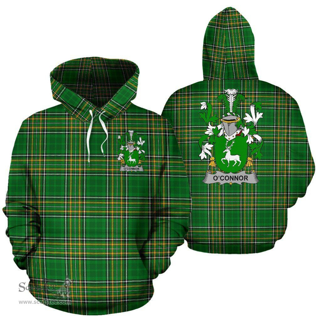 Scottish Connor or O'Connor (Corcomroe) Coat of Arms Family Crest Ireland Hoodie Irish National Tartan Irish County Hoodie
