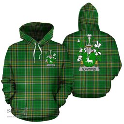 Scottish Connor or O'Connor (Corcomroe) Coat of Arms Family Crest Ireland Hoodie Irish National Tartan Irish County Hoodie