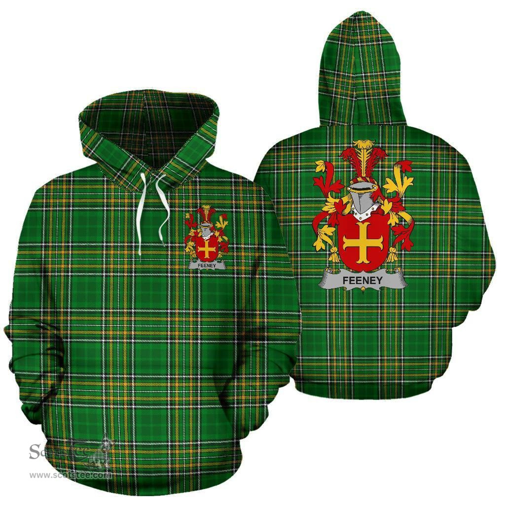 Scottish Feeney or O'Feney Coat of Arms Family Crest Ireland Hoodie Irish National Tartan Irish County Hoodie