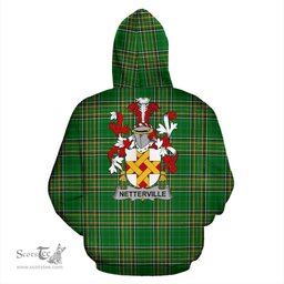 Scottish Netterville or Netterfield Coat of Arms Family Crest Ireland Hoodie Irish National Tartan Irish County Hoodie