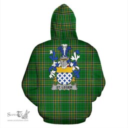 Scottish St.Leger Coat of Arms Family Crest Ireland Hoodie Irish National Tartan Irish County Hoodie