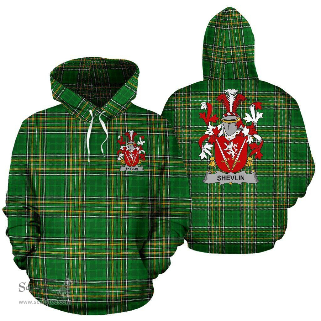 Scottish Shevlin Coat of Arms Family Crest Ireland Hoodie Irish National Tartan Irish County Hoodie