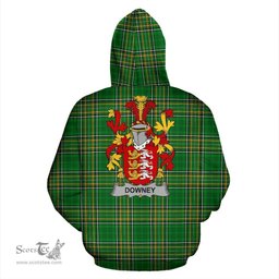 Scottish Downey or O'Downey Coat of Arms Family Crest Ireland Hoodie Irish National Tartan Irish County Hoodie