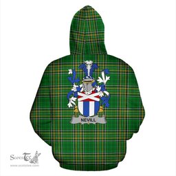Scottish Nevill or Neville Coat of Arms Family Crest Ireland Hoodie Irish National Tartan Irish County Hoodie