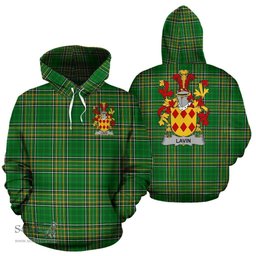 Scottish Lavin or O'Lavin Coat of Arms Family Crest Ireland Hoodie Irish National Tartan Irish County Hoodie