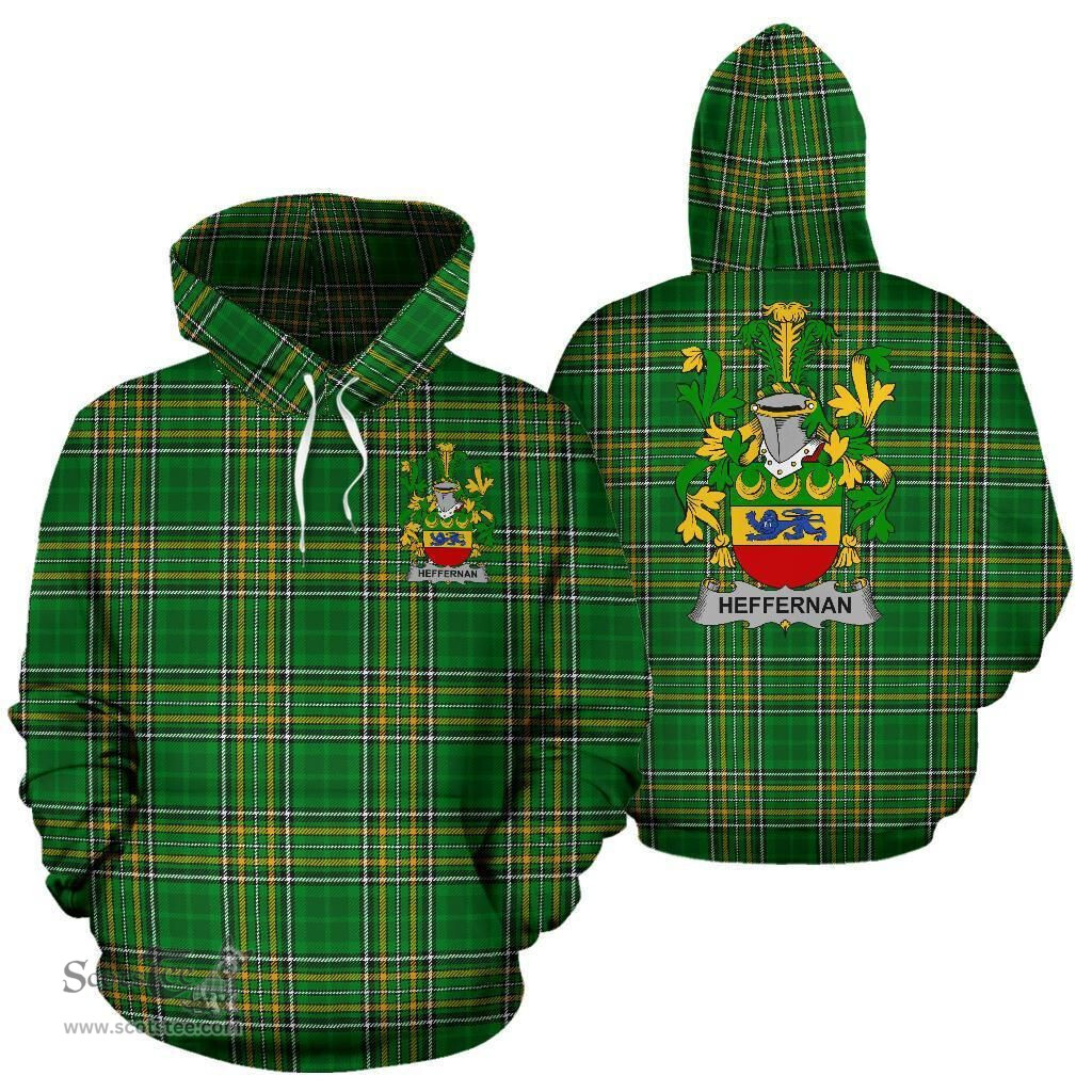 Scottish Heffernan or O'Heffernan Coat of Arms Family Crest Ireland Hoodie Irish National Tartan Irish County Hoodie