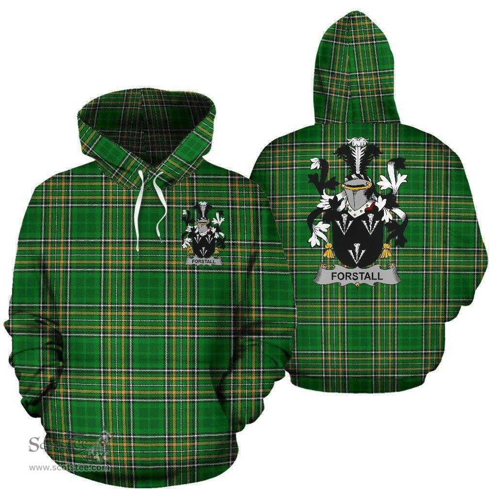 Scottish Forstall Coat of Arms Family Crest Ireland Hoodie Irish National Tartan Irish County Hoodie