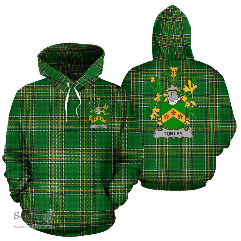 Scottish Turley Coat of Arms Family Crest Ireland Hoodie Irish National Tartan Irish County Hoodie
