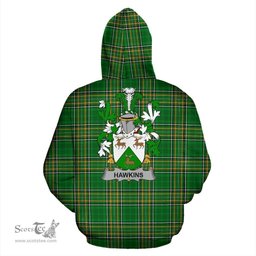Scottish Hawkins or Haughan Coat of Arms Family Crest Ireland Hoodie Irish National Tartan Irish County Hoodie