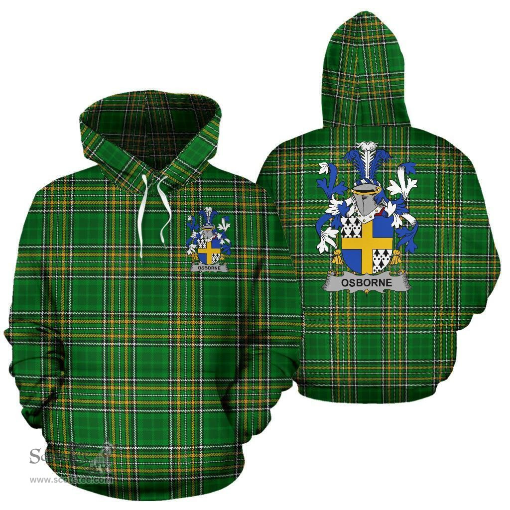 Scottish Osborne Coat of Arms Family Crest Ireland Hoodie Irish National Tartan Irish County Hoodie