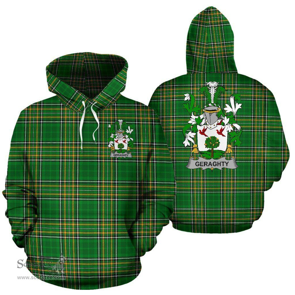 Scottish Geraghty or McGarrity Coat of Arms Family Crest Ireland Hoodie Irish National Tartan Irish County Hoodie