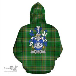 Scottish Kelly or O'Kelly Coat of Arms Family Crest Ireland Hoodie Irish National Tartan Irish County Hoodie
