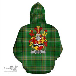 Scottish Hicks Coat of Arms Family Crest Ireland Hoodie Irish National Tartan Irish County Hoodie