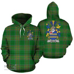 Scottish Wallis Coat of Arms Family Crest Ireland Hoodie Irish National Tartan Irish County Hoodie