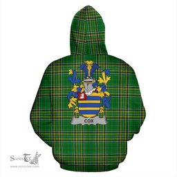 Scottish Cox Coat of Arms Family Crest Ireland Hoodie Irish National Tartan Irish County Hoodie