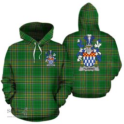 Scottish Fleming Coat of Arms Family Crest Ireland Hoodie Irish National Tartan Irish County Hoodie