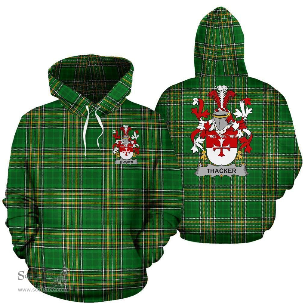 Scottish Thacker Coat of Arms Family Crest Ireland Hoodie Irish National Tartan Irish County Hoodie