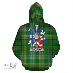 Scottish Holligan or O'Halligan Coat of Arms Family Crest Ireland Hoodie Irish National Tartan Irish County Hoodie