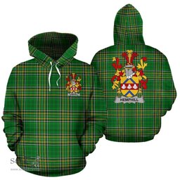 Scottish Hemphill Coat of Arms Family Crest Ireland Hoodie Irish National Tartan Irish County Hoodie