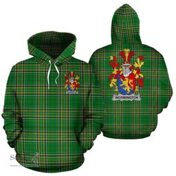 Scottish Wormington Coat of Arms Family Crest Ireland Hoodie Irish National Tartan Irish County Hoodie