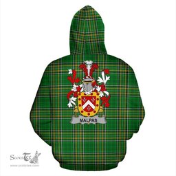 Scottish Malpas Coat of Arms Family Crest Ireland Hoodie Irish National Tartan Irish County Hoodie