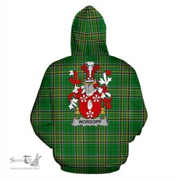 Scottish Worsopp Coat of Arms Family Crest Ireland Hoodie Irish National Tartan Irish County Hoodie