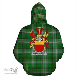 Scottish Fitz-Harris Coat of Arms Family Crest Ireland Hoodie Irish National Tartan Irish County Hoodie
