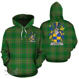 Scottish Cusack Coat of Arms Family Crest Ireland Hoodie Irish National Tartan Irish County Hoodie