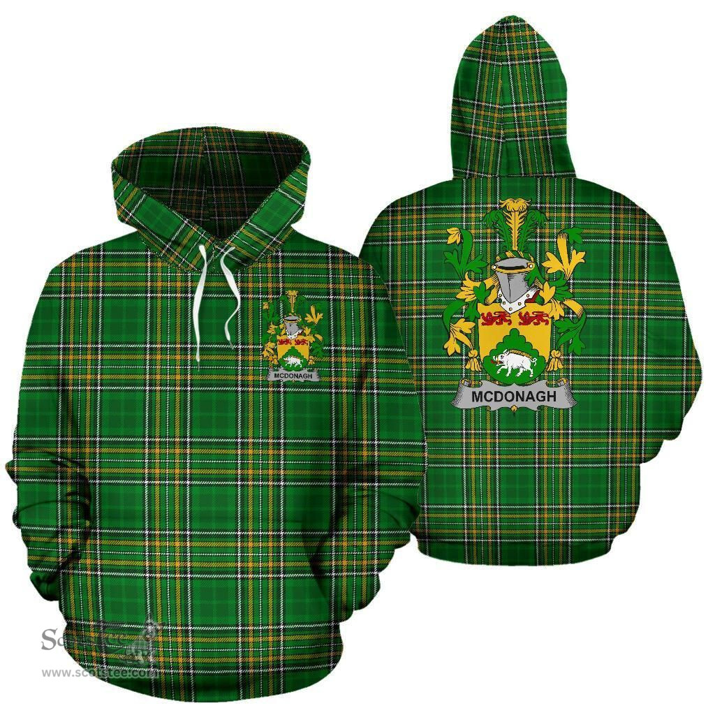 Scottish McDonagh or McDonogh Coat of Arms Family Crest Ireland Hoodie Irish National Tartan Irish County Hoodie