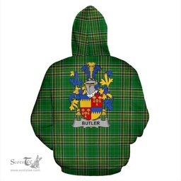 Scottish Butler Coat of Arms Family Crest Ireland Hoodie Irish National Tartan Irish County Hoodie