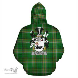 Scottish Kennelly or O'Kineally Coat of Arms Family Crest Ireland Hoodie Irish National Tartan Irish County Hoodie