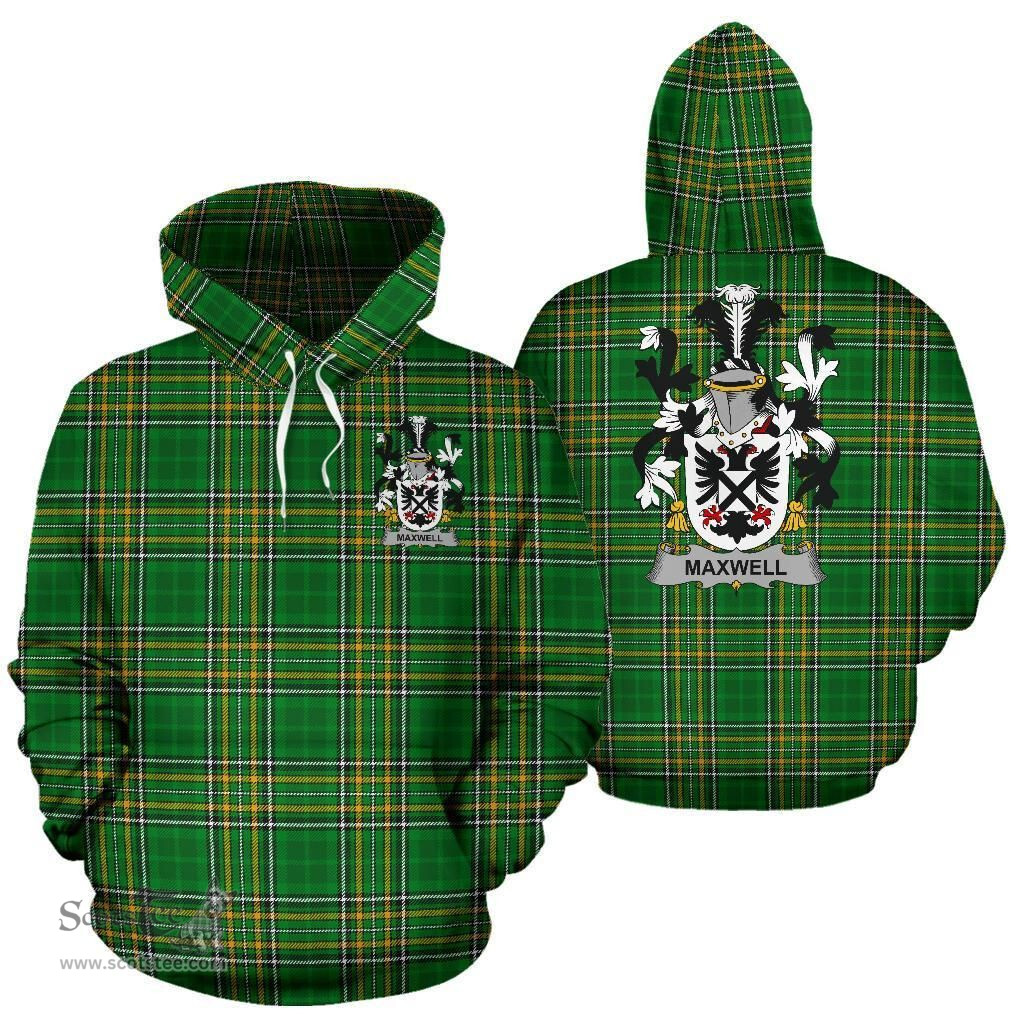 Scottish Maxwell Coat of Arms Family Crest Ireland Hoodie Irish National Tartan Irish County Hoodie