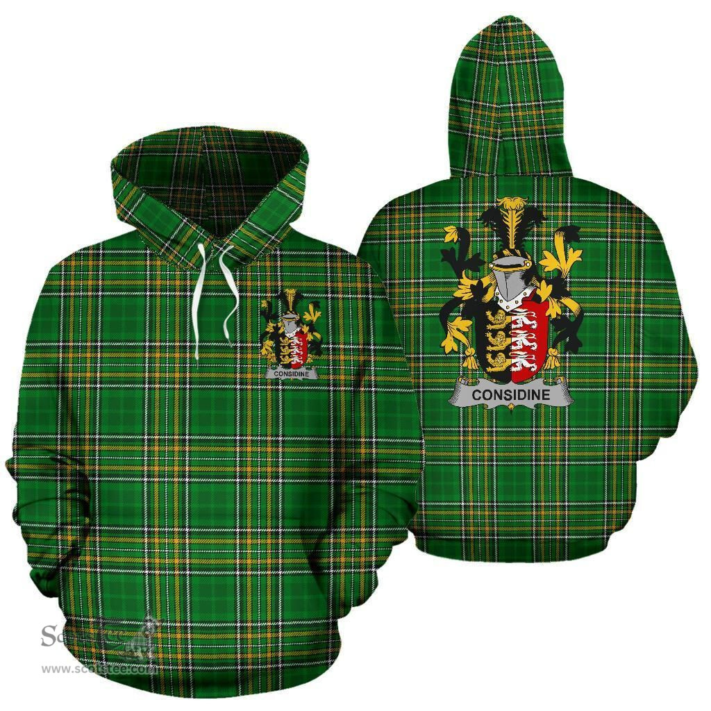 Scottish Considine or McConsidine Coat of Arms Family Crest Ireland Hoodie Irish National Tartan Irish County Hoodie