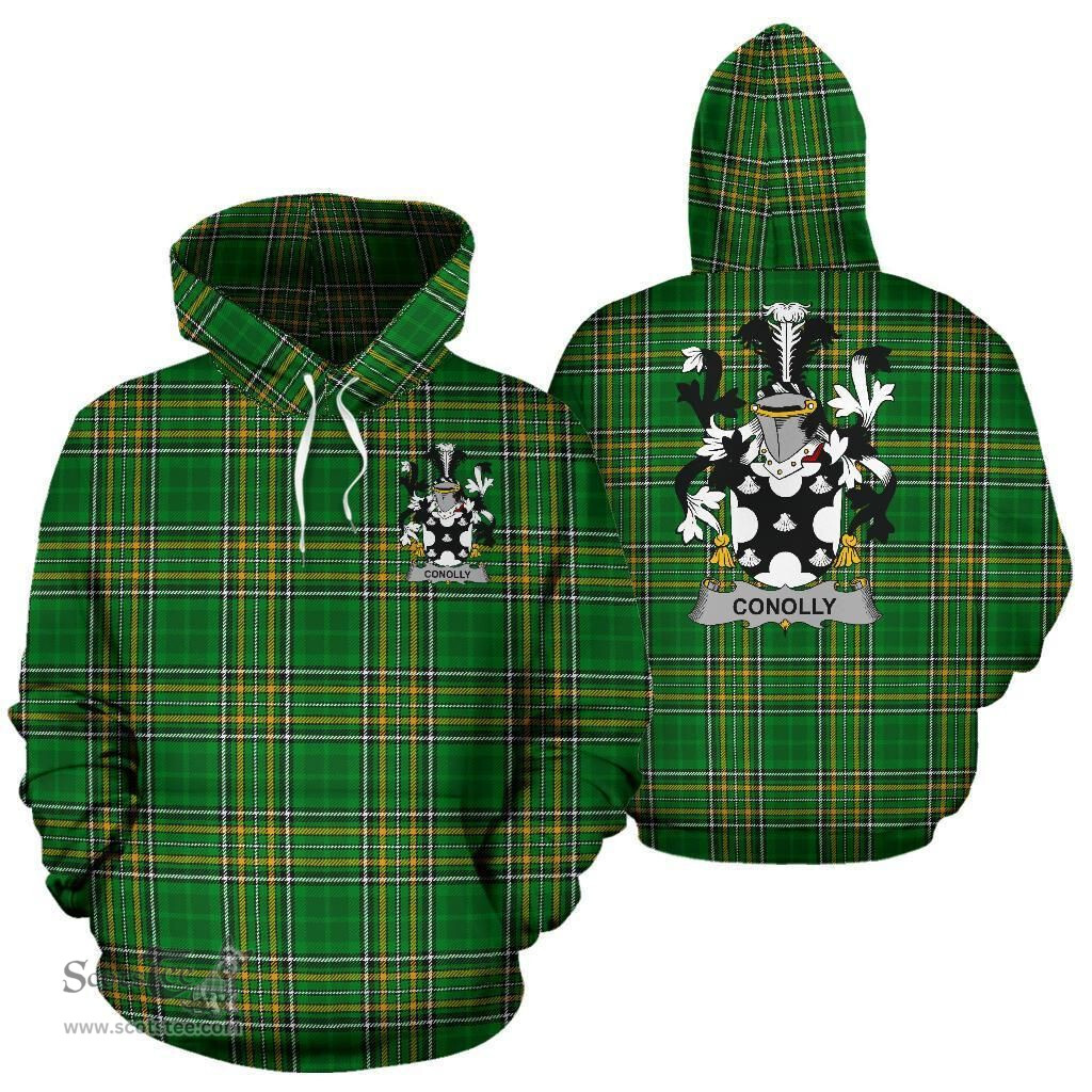 Scottish Conolly or O'Conolly Coat of Arms Family Crest Ireland Hoodie Irish National Tartan Irish County Hoodie