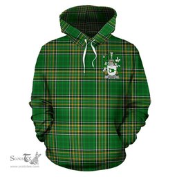 Scottish Droney or O'Droney Coat of Arms Family Crest Ireland Hoodie Irish National Tartan Irish County Hoodie