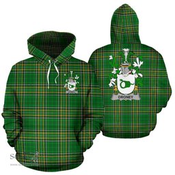 Scottish Droney or O'Droney Coat of Arms Family Crest Ireland Hoodie Irish National Tartan Irish County Hoodie