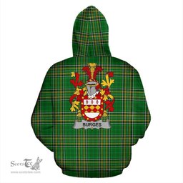 Scottish Burges Coat of Arms Family Crest Ireland Hoodie Irish National Tartan Irish County Hoodie