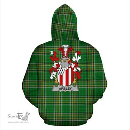 Scottish Apsley Coat of Arms Family Crest Ireland Hoodie Irish National Tartan Irish County Hoodie