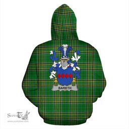 Scottish Bareth Coat of Arms Family Crest Ireland Hoodie Irish National Tartan Irish County Hoodie