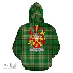 Scottish Becket Coat of Arms Family Crest Ireland Hoodie Irish National Tartan Irish County Hoodie