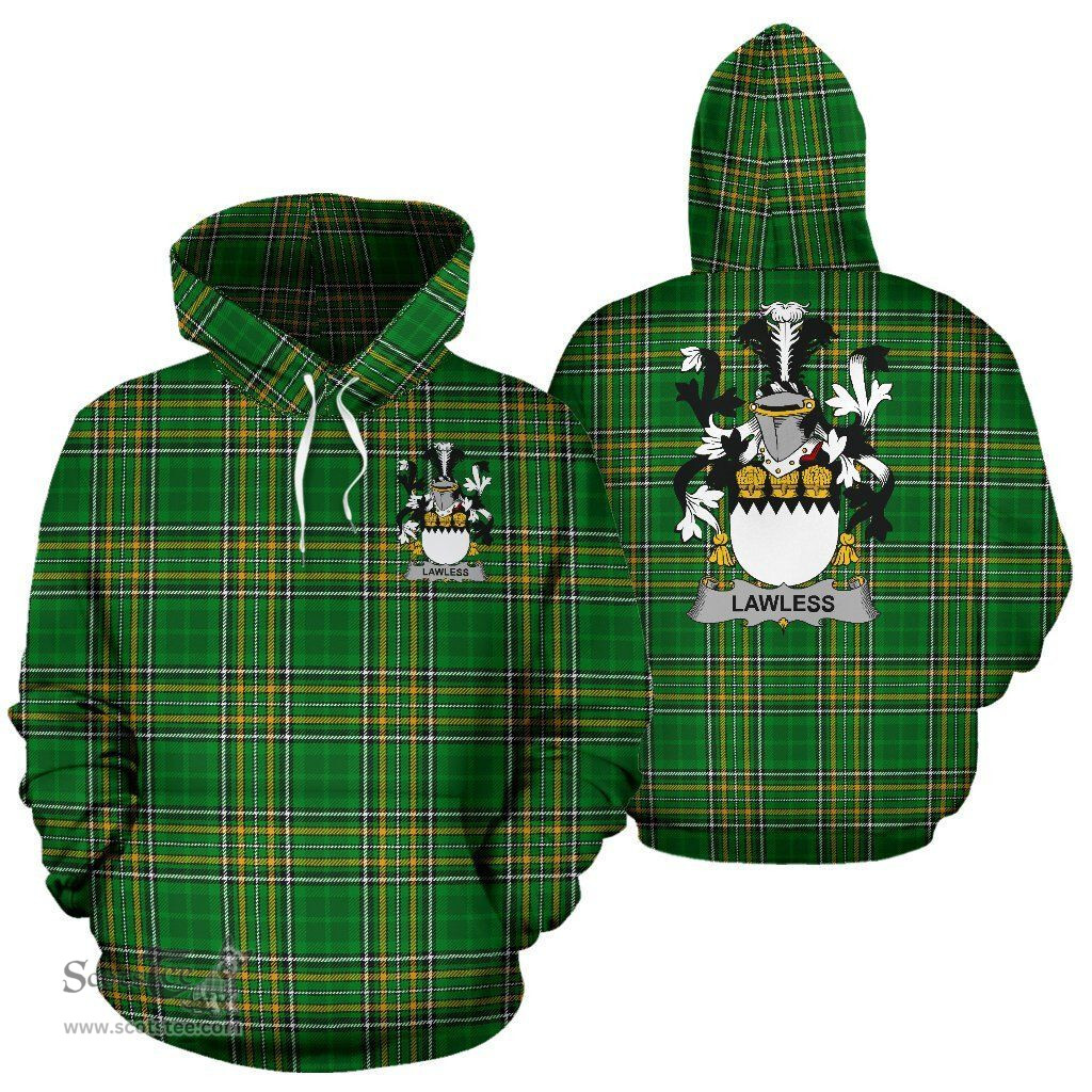 Scottish Lawless Coat of Arms Family Crest Ireland Hoodie Irish National Tartan Irish County Hoodie