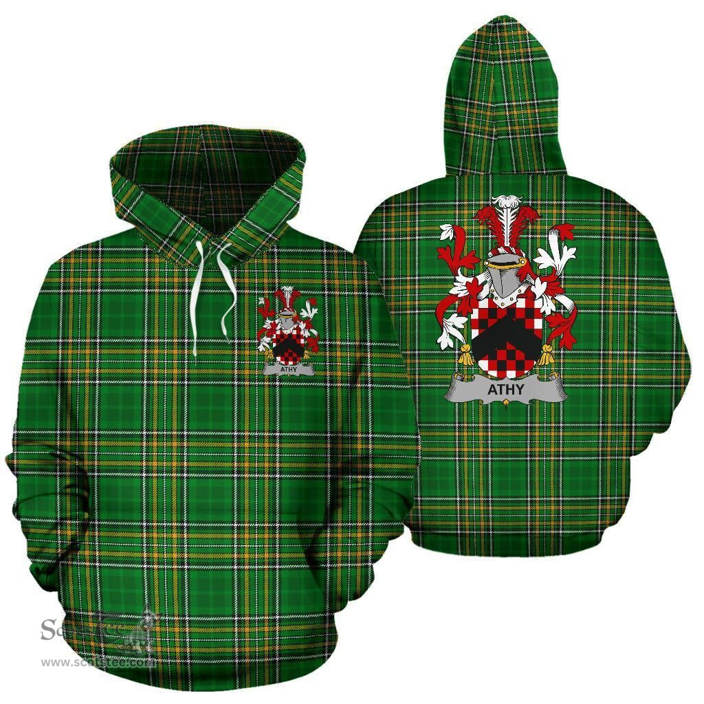Scottish Athy Coat of Arms Family Crest Ireland Hoodie Irish National Tartan Irish County Hoodie