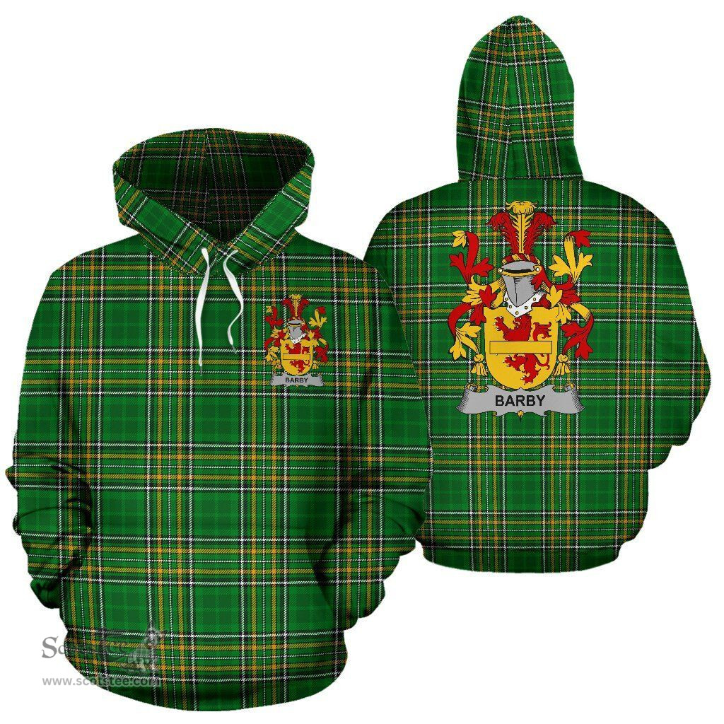 Scottish Barby Coat of Arms Family Crest Ireland Hoodie Irish National Tartan Irish County Hoodie