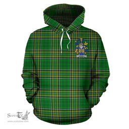 Scottish Tierney or O'Tierney Coat of Arms Family Crest Ireland Hoodie Irish National Tartan Irish County Hoodie