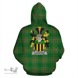 Scottish Langford Coat of Arms Family Crest Ireland Hoodie Irish National Tartan Irish County Hoodie