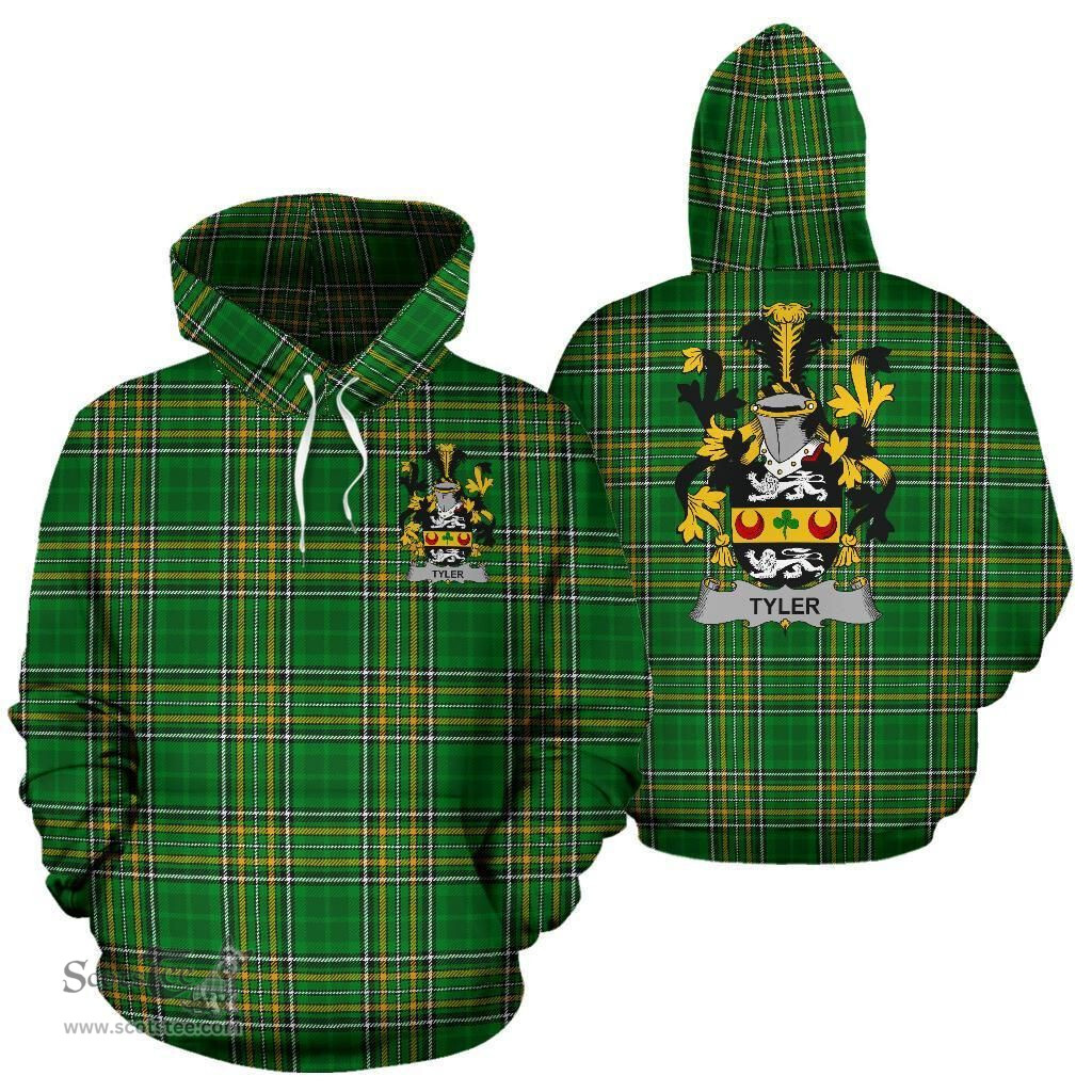 Scottish Tyler Coat of Arms Family Crest Ireland Hoodie Irish National Tartan Irish County Hoodie