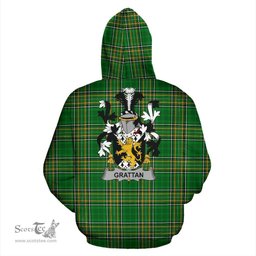 Scottish Grattan or McGrattan Coat of Arms Family Crest Ireland Hoodie Irish National Tartan Irish County Hoodie