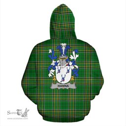 Scottish Hanna or O'Hanna Coat of Arms Family Crest Ireland Hoodie Irish National Tartan Irish County Hoodie