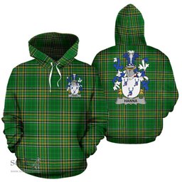 Scottish Hanna or O'Hanna Coat of Arms Family Crest Ireland Hoodie Irish National Tartan Irish County Hoodie