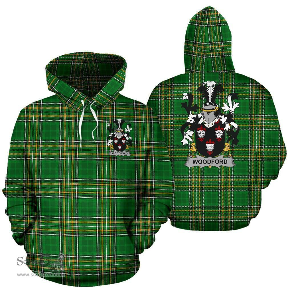 Scottish Woodford Coat of Arms Family Crest Ireland Hoodie Irish National Tartan Irish County Hoodie